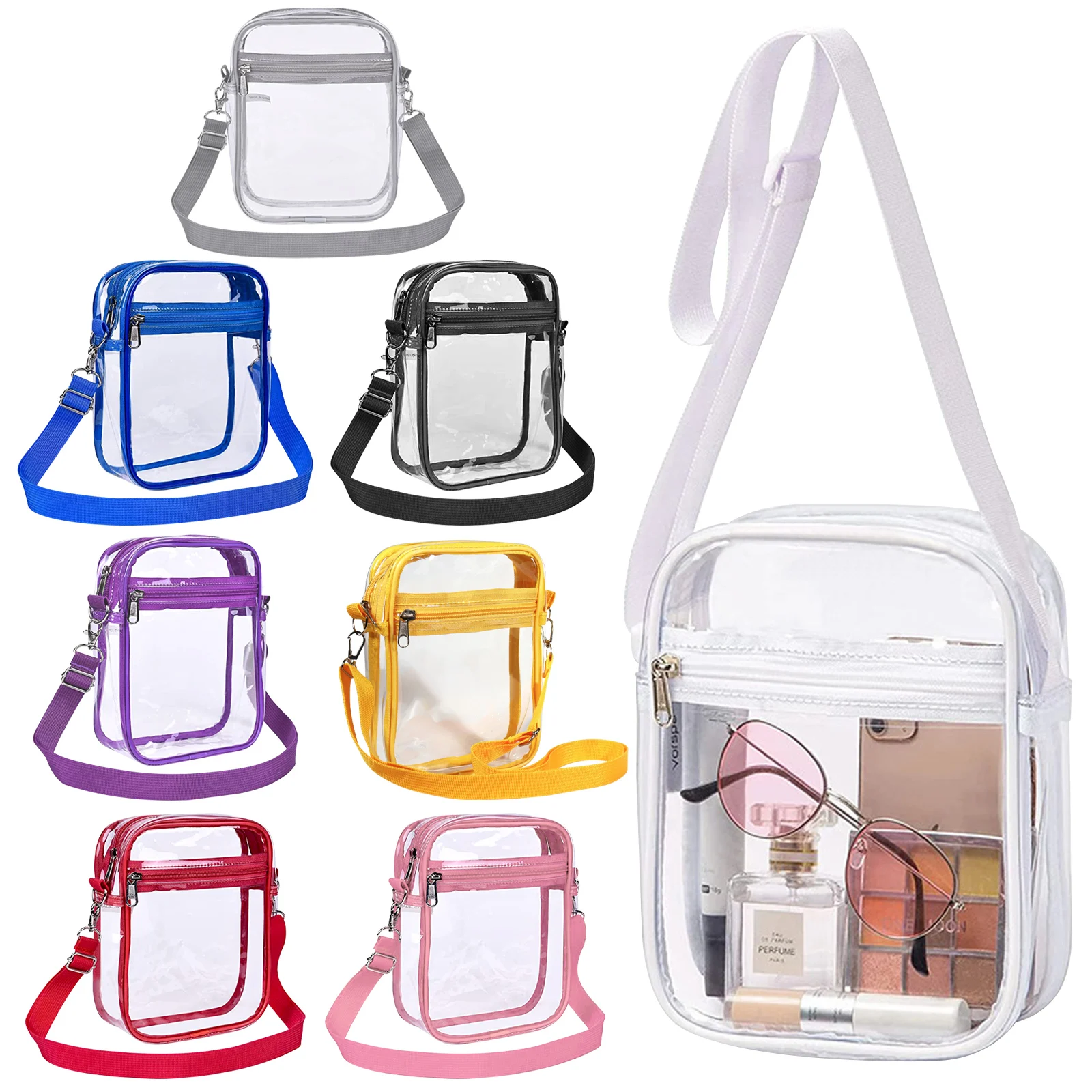 Women Bags Polene - Durchsichtige Damen-Umhängetasche, Stadion-zugelassene PVC-Konzert, transparente Geldbörse,