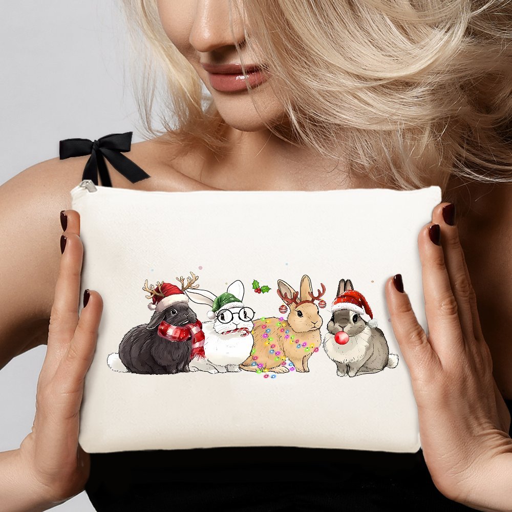 Women'S Retro Bags - Eine Retro-Weihnachtskaninchen-Make-up-Tasche – süße multifunktionale Reißverschlusstasche