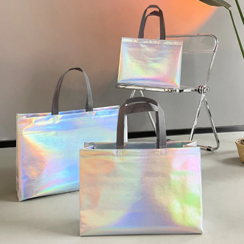 Women Bags For Eid - 10 Stück Laser-Vliesstoff-Tragetaschen, Einkaufstaschen aus Stoff,