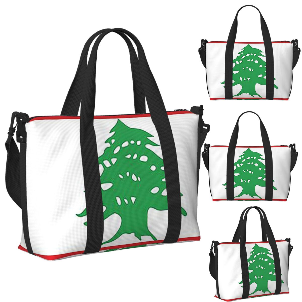 Women Bags Lebanon - Benutzerdefinierte Flagge des Libanon-Strandreisetasche, große Kapazität,