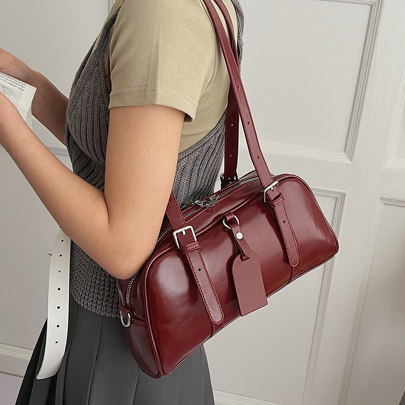 Women Bags For Airport - Damen PU-Leder Boston Tasche mit Verstellbarem