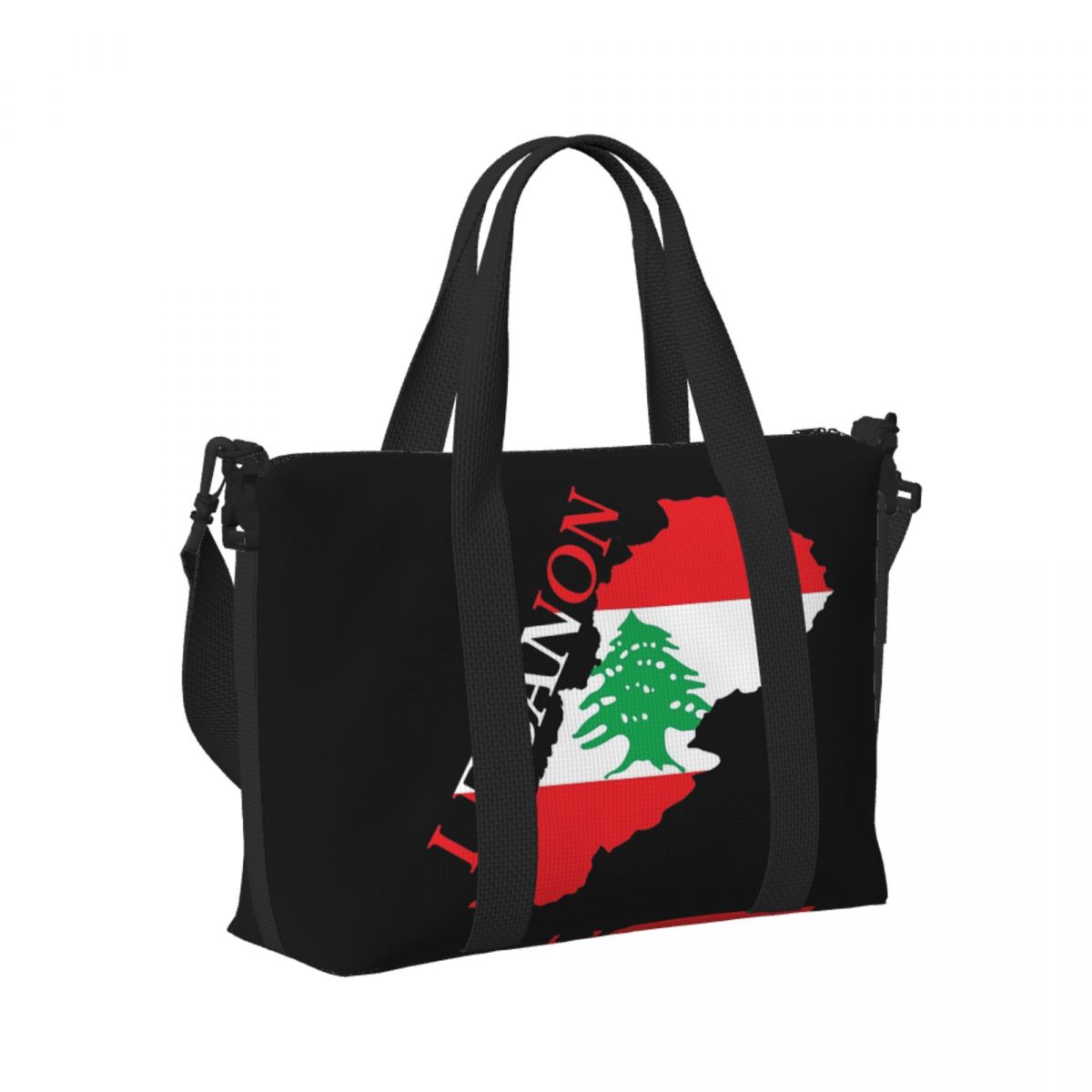 Women Bags Lebanon - Benutzerdefinierte Libanon-Flaggenkarte, Strand-Reisetasche, große Kapazität, Tragetaschen