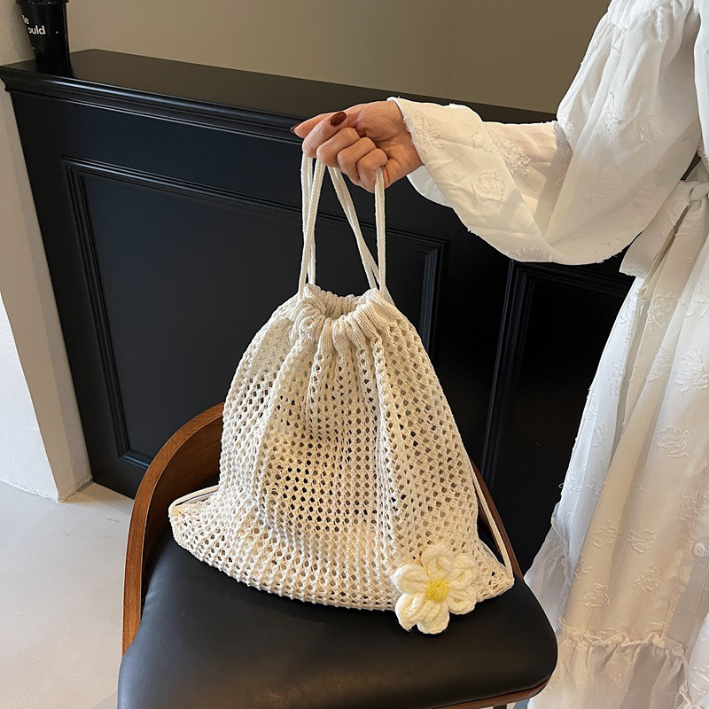 Crochet Market Bag - Einfarbig Stricken Schulter Tasche Große Kapazität