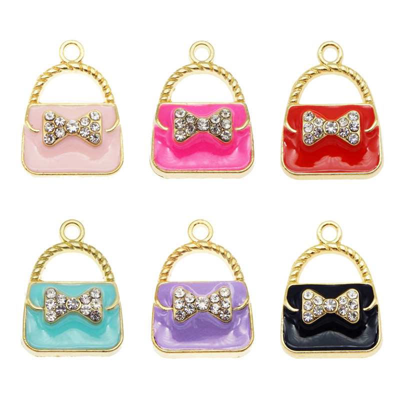 Women'S Bags Ebay - 6 Stück Handtaschenform Anhänger Bogen Kristall