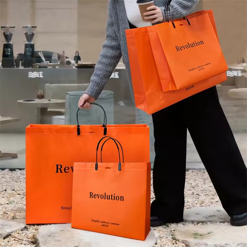 Women Bags For Eid - 10 Stück orangefarbene Vlies-Tragetaschen, Einkaufstaschen aus