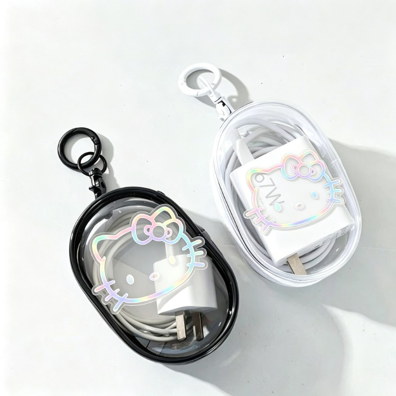 Women Bags Collection - Hello Kitty Datenkabel-Ladegerät Aufbewahrungsbox Niedliche Anime-Kopfhörer-Ladekabel-Sammeltasche