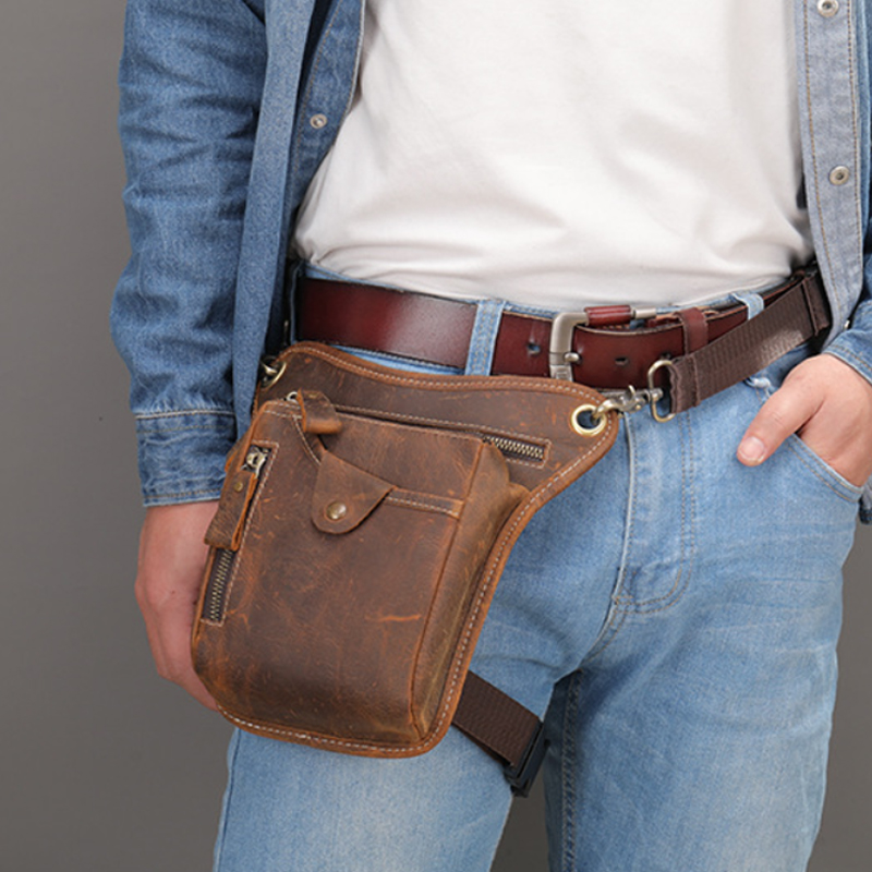 Saddle Bag Leather - Vintage Männer Taille Fanny Pack Drop