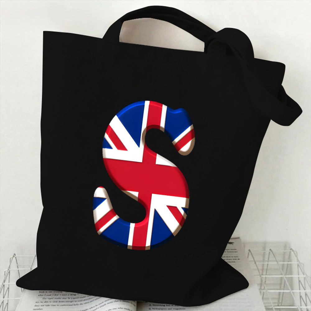 Women Bags Uk - A-Z 26-Buchstaben-Canvas-Einkaufstasche für Damen, Handtasche, UK-Flagge,