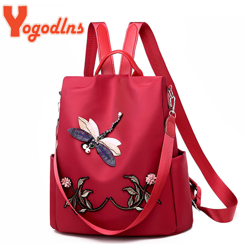 Women Bags H&M - Yogodlns Mode Stickerei Rucksack Frauen Wasserdichte