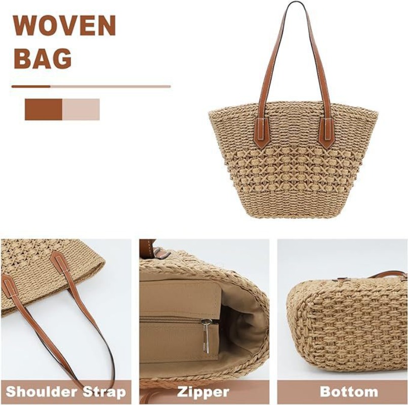 Neue Damen-Stroh-Schultertasch – Crochet Market Bag Bewertung und Preis