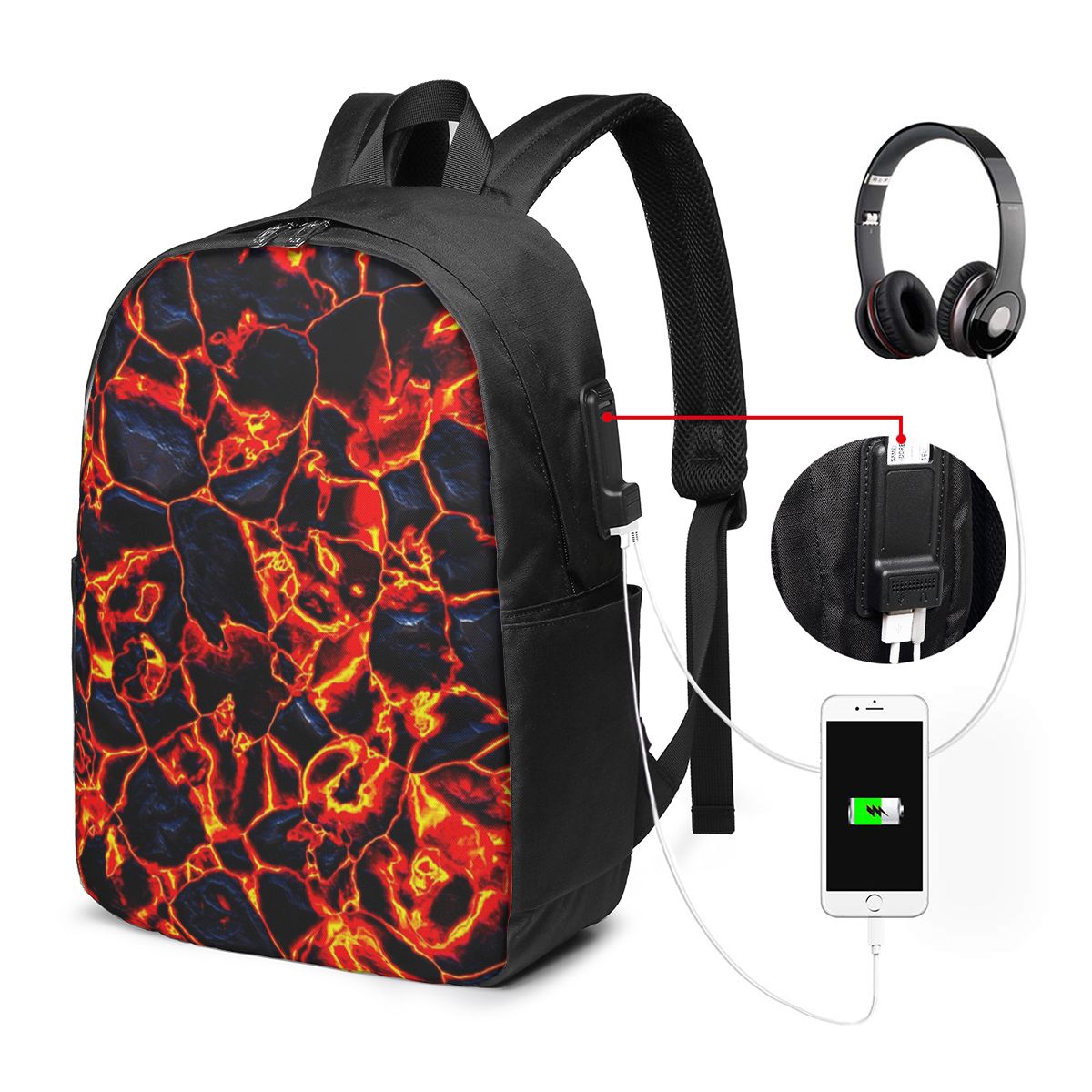 Magma-Vulkan-Lava-Feuer-Rucksa – Women Bags For Women Bewertung und Preis