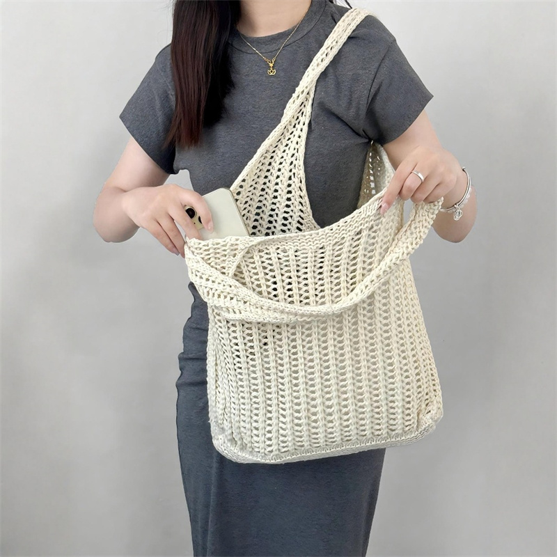Einfarbige Strick-Umhängetasch – Crochet Market Bag Bewertung und Preis