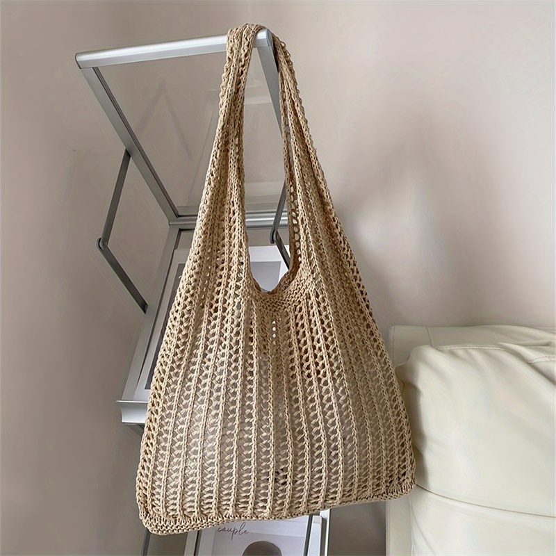 Einfarbige Strick-Umhängetasch – Crochet Market Bag Bewertung und Preis